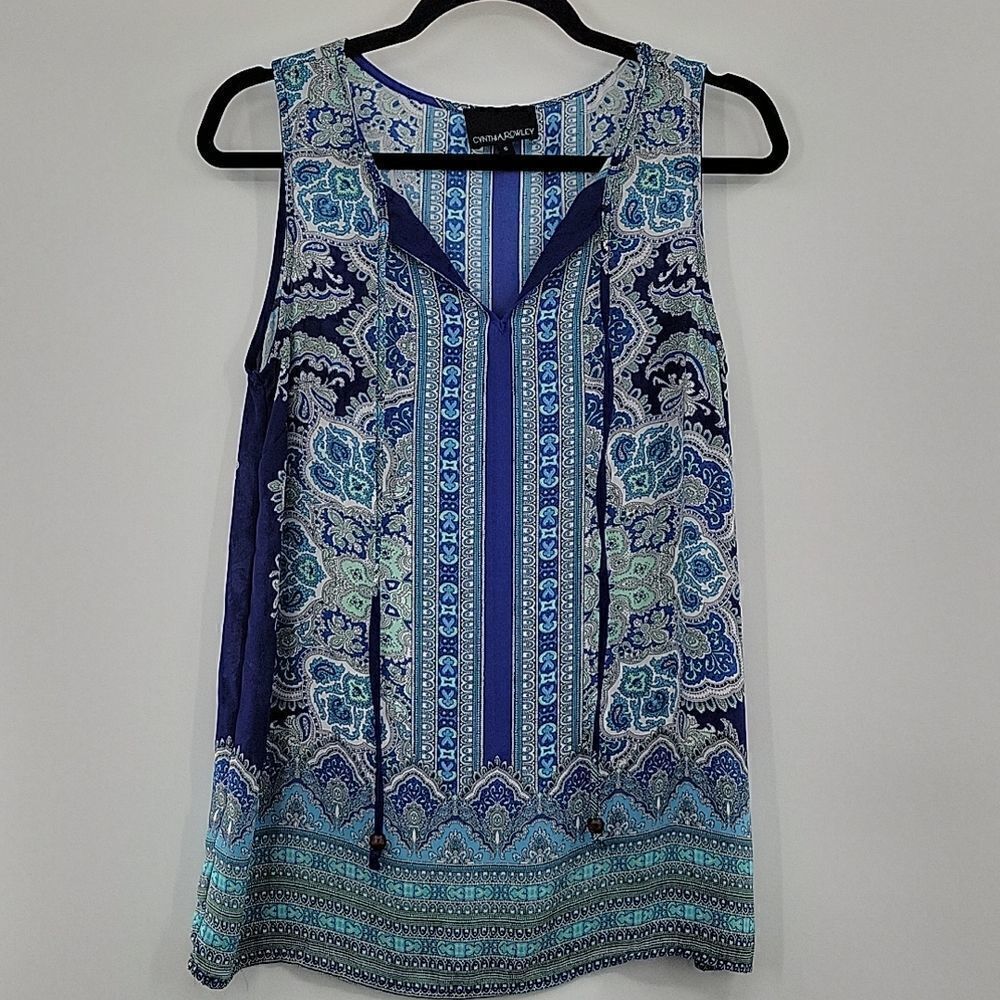 Cynthia Rowley Blue Top w/ design size S